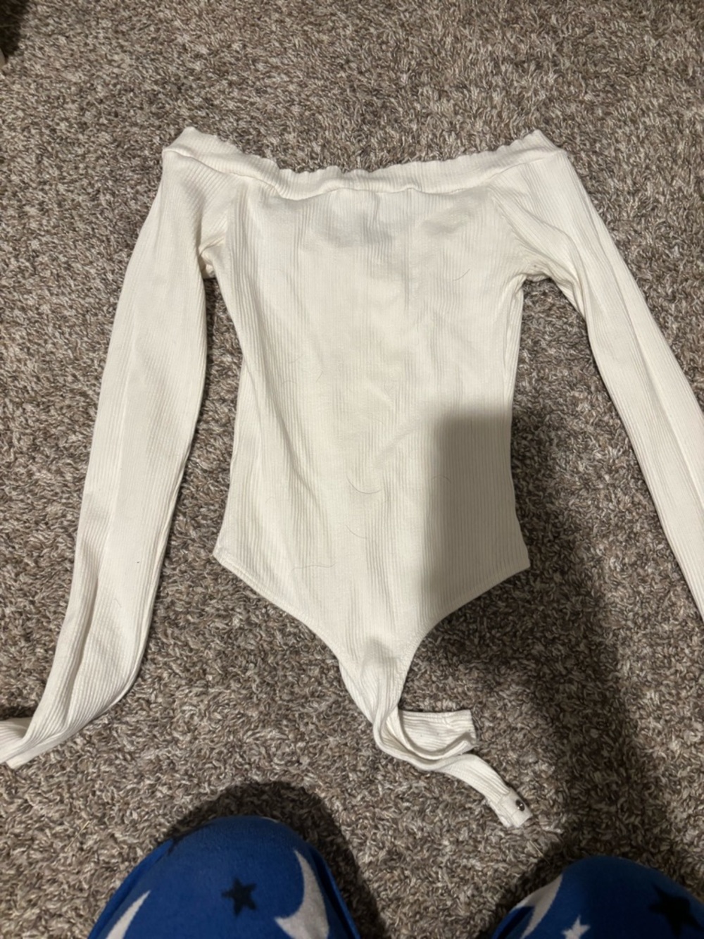 Lulu's Cream Ribbed Button-Front Off-Shoulder Top - Picture 7 of 7